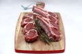 Raw lamb cutlets with rosemary Royalty Free Stock Photo