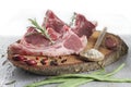 Raw lamb cutlets with rosemary Royalty Free Stock Photo