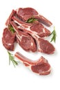 Raw Lamb Cutlets with Rosemary Isolated Royalty Free Stock Photo