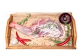 Raw lamb leg ready for cooking with garlic and rosemary Royalty Free Stock Photo