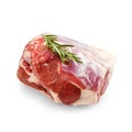 Raw lamb leg with rosemary twig Royalty Free Stock Photo