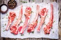 Raw lamb meat ribs Royalty Free Stock Photo