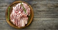 Raw lamb ribs on wood background. Copy space Royalty Free Stock Photo