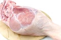 Raw Leg Of Pigling - Piglet . Close Up