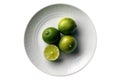 Raw Lime On White Plate, On White Background