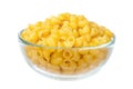 Raw macaroni in glass dish Royalty Free Stock Photo