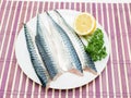 Raw mackerel fish filet