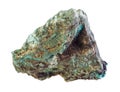 raw malachite (copper ore) stone on white Royalty Free Stock Photo