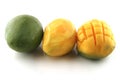 Raw mango in row isolated Royalty Free Stock Photo