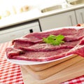 Raw marinated beef fillets Royalty Free Stock Photo