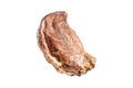 Raw marinated beef tri-tip steak for roast. Isolated on white background, Top view. Royalty Free Stock Photo