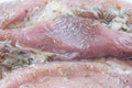 Raw marinated pork chops with spices and herbs,close up Royalty Free Stock Photo