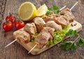 Raw marinated pork kebab meat