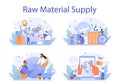 Raw material supply concept set. Suppliers, B2B idea, global distribution Royalty Free Stock Photo