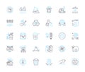 Raw materials linear icons set. Minerals, Ores, Harvested, Extracted, Organic, Crude, Unprocessed line vector and