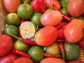 Raw materials for making Thai papaya salad