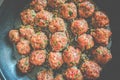 heap of raw meat balls cooking Royalty Free Stock Photo