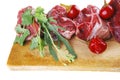 Raw meat chunk on wood Royalty Free Stock Photo