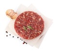 Raw meat cutlets for burger isolated on white Royalty Free Stock Photo