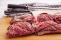 Raw meat, delicious veal, Beef Cheeks Royalty Free Stock Photo