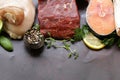 Raw meat, fish and chicken Royalty Free Stock Photo