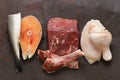 Raw meat, fish and chicken Royalty Free Stock Photo