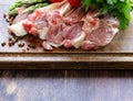 Raw meat, lamb chops with vegetables Royalty Free Stock Photo