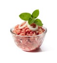 Raw meat mince with leaf