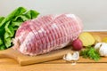 Raw meat in a net Royalty Free Stock Photo