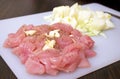 Raw meat with onion