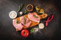 Raw meat, pork steaks Royalty Free Stock Photo