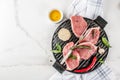 Raw meat, pork steaks Royalty Free Stock Photo