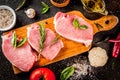 Raw meat, pork steaks Royalty Free Stock Photo