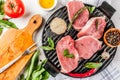 Raw meat, pork steaks Royalty Free Stock Photo