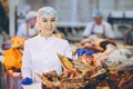 Raw meat production factory worker Royalty Free Stock Photo