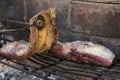 Raw meat put on the grill, traditional Argentine cuisine, Asado barbecue, Royalty Free Stock Photo