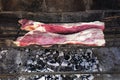 Raw meat put on the grill, traditional Argentine cuisine, Asado barbecue, Royalty Free Stock Photo