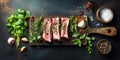 Raw Meat Ribs With Herbs Still Life Royalty Free Stock Photo