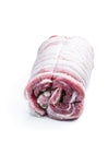 Raw meat roll stuffed with onion and parsley isolated on white Royalty Free Stock Photo