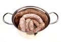 Raw meat sausages isolated Royalty Free Stock Photo