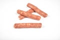 Raw meat sausages isolated on white background Royalty Free Stock Photo