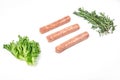 Raw meat sausages isolated on white background Royalty Free Stock Photo