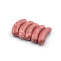 Raw meat sausages, Salsiccia Sausages isolated on white background. Meat food, top view Royalty Free Stock Photo