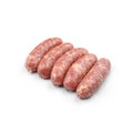 Raw meat sausages, Salsiccia Sausages isolated on white background. Meat food, top view Royalty Free Stock Photo