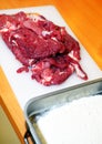 Raw meat selection on cutting board