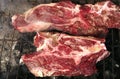 Raw meat steack on grid Royalty Free Stock Photo