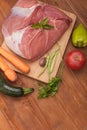 Raw meat and vegetables on a cutting board Royalty Free Stock Photo