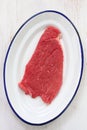 Raw meat on white dish Royalty Free Stock Photo
