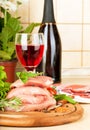 Raw meat, wine and spices