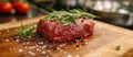 Raw Meat on Wooden Cutting Board Royalty Free Stock Photo